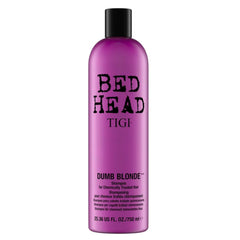 TIGI Bed Head Dumb Blonde Shampoo, botella, protege el color y aporta mega hidratación.