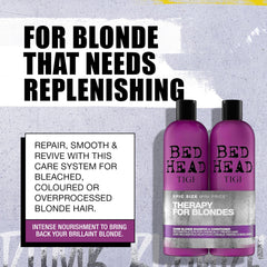 TIGI Bed Head Dumb Blonde Shampoo, espuma abundante, limpieza suave y brillo inmediato.