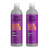 TIGI Bed Head Serial Blonde champú, botella visible, para revitalizar rubio con brillo suave.
