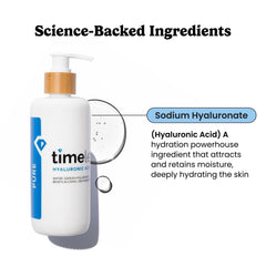Timeless Skin Care Hyaluronic Acid Serum droplet on skin shows quick absorption.
