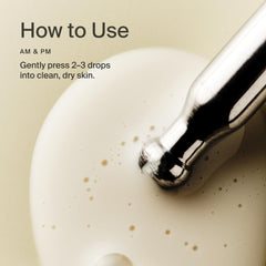A drop of Timeline Mitopure serum on fingertip for easy absorption