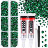 TINKRSTUFF emerald green flatback rhinestones in a 12-grid box for dazzling crafts