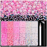 TINKRSTUFF perlas planas rosa y blanco para decorar uñas y manualidades con brillo