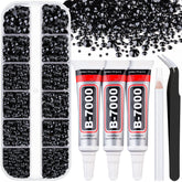 TINKRSTUFF resin black rhinestones in a flatback box for versatile crafts.