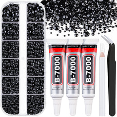 TINKRSTUFF resin black rhinestones in a flatback box for versatile crafts.