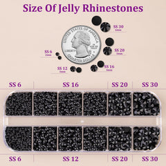 TINKRSTUFF Resin Jelly Rhinestones assorted sizes laid out for easy selection