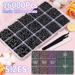 Piedras resina negro 2-6mm de TINKRSTUFF con facetado que resaltan cualquier proyecto.