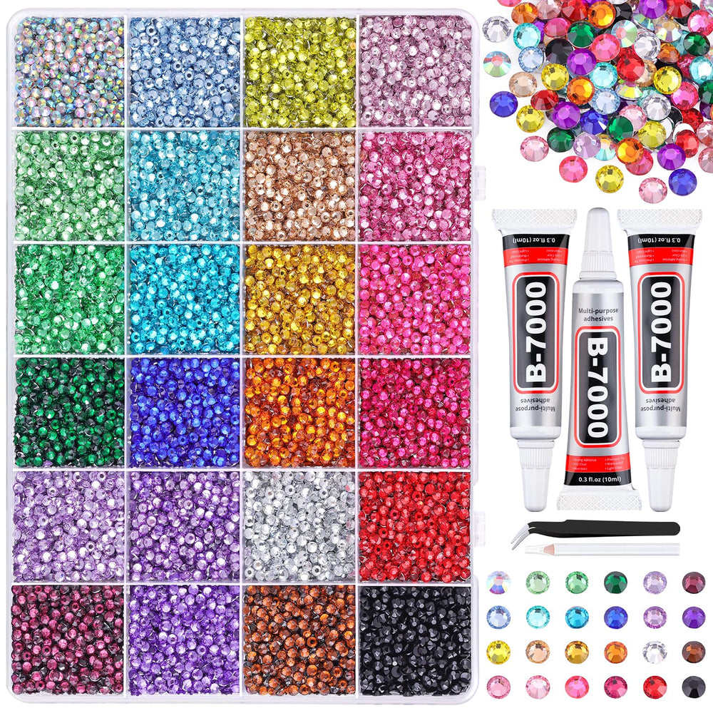 Piedras de resina TINKRSTUFF 3 mm en caja 24 rejillas para decoraciones brillantes.