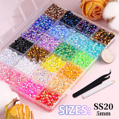 TINKRSTUFF rhinestones closeup showing AB coating for vibrant sparkle on crafts.