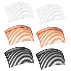 TIPTAP six-pack 3.15-inch side combs in brown, black, and clear for versatile styling.