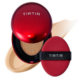 TIRTIR Mask Fit Red Cushion compact close-up showing 27N Camel shade for even coverage.