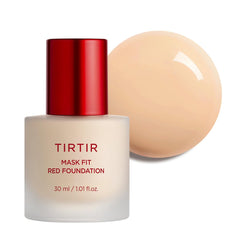 TIRTIR Mask Fit Red Foundation 21N Ivory bottle demonstrates long-lasting, hydrating coverage.