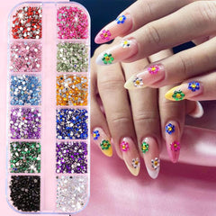 Tiwnefua 24Grid mixed-size rhinestones for varied designs.