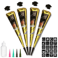 Tizoerly black tattoo cones pack ready for easy temporary body art.
