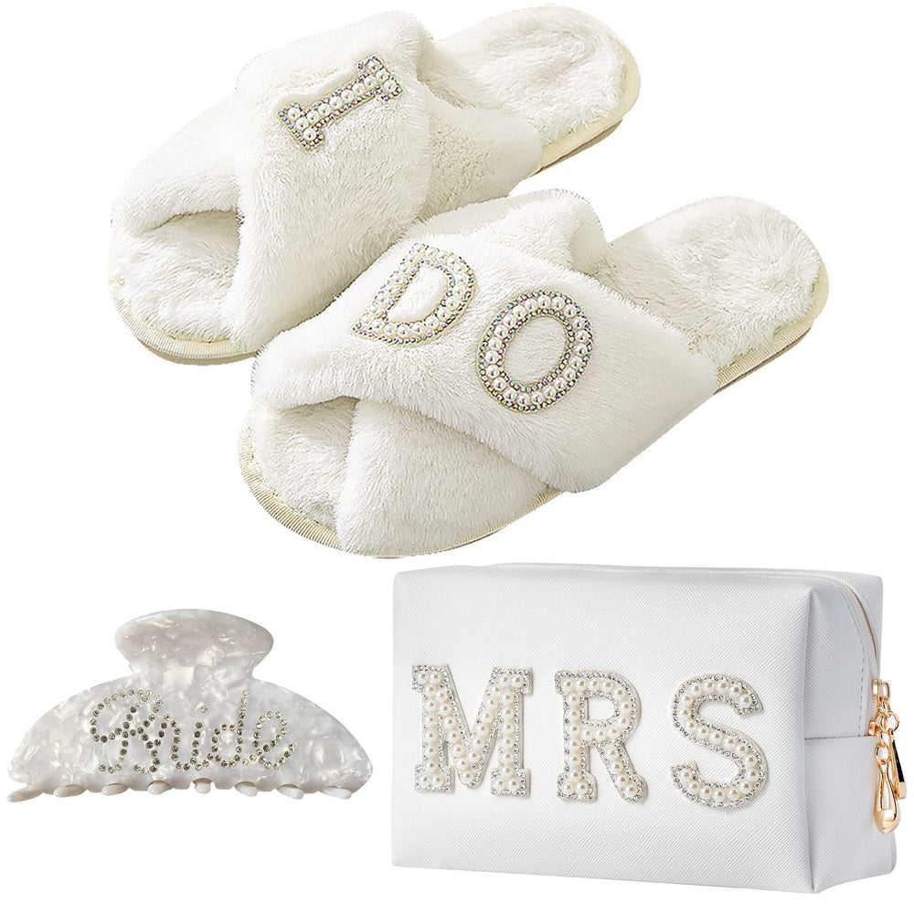 Tkifoda MRS makeup bag with pearl rhinestones, ideal for travel and on-the-go touch-ups.