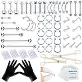 Kit TKKUY de piercing 80 piezas en acero 316L para uso profesional.