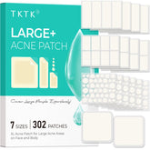 TKTK pimple patches on face closeup, discreet coverage for blemishes and quick protection