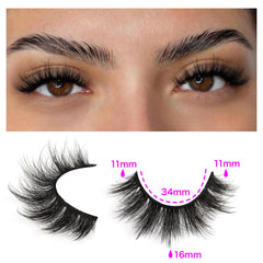 TNFVLONEINS 14-pairs wispy mink lashes, closeup fiber detail for natural texture.