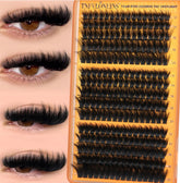 TNFVLONEINS fluffy lash clusters close-up showing 200D-260D-300D for voluminous eyes