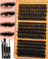 TNFVLONEINS fluffy lash clusters kit with 200D-260D-300D densities for dramatic home volume.