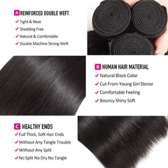 TNICE Brazilian straight hair close-up weft reveals natural shine and integrity.