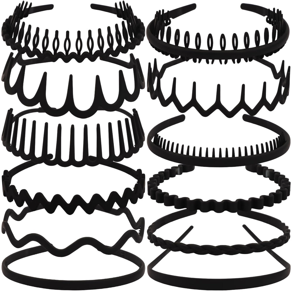 TOBATOBA 12 piezas diademas negras para estilos diarios versátiles.
