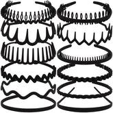 TOBATOBA 12 piezas diademas negras para estilos diarios versátiles.