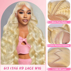 Tobeaper 613 blonde wig HD lace close-up shows a smooth, realistic hairline.