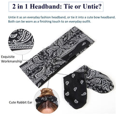 Diadema Tobeffect Paisley, turbante con orejas de conejo