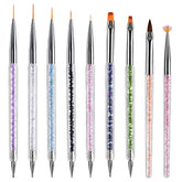 TOCOLES nail art brush set in nine colors for versatile nail designs.
