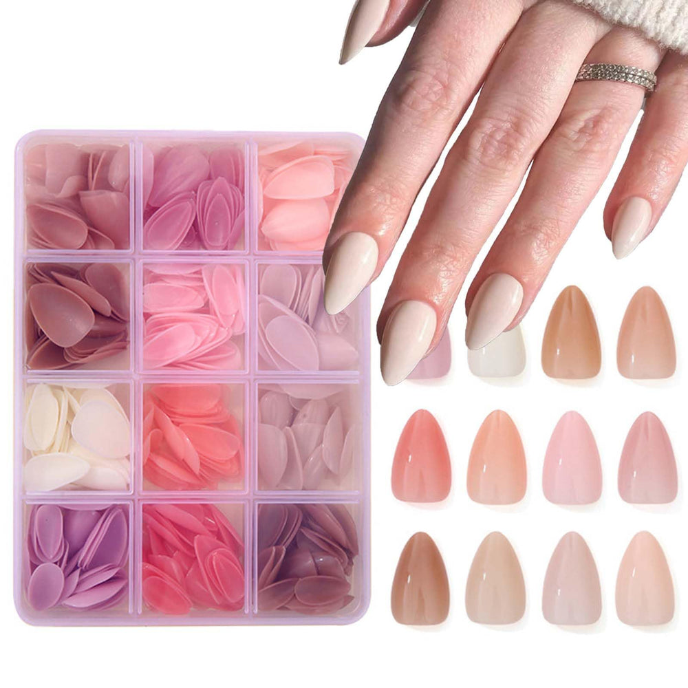 TOGZOM Uñas almendra con kit de 15 tallas para ajuste cómodo en casa.