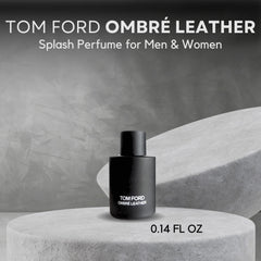 Close-up of the Ombre Leather mini bottle for on the go fragrance