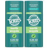 Tom’s of Maine North Woods desodorante stick, envase externo, sensación fresca todo el día