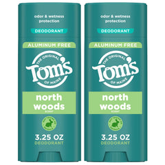 Tom’s of Maine North Woods desodorante stick, envase externo, sensación fresca todo el día