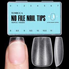 TOMICCA extensiones de uñas forma ataúd extra cortos, ideales para uñas cortas.