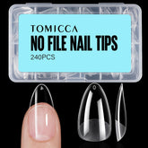 TOMICCA packaging of medium almond nail tips for convenient at-home use