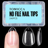 TOMICCA short almond nail tips with half-matte surface for easy adhesion.