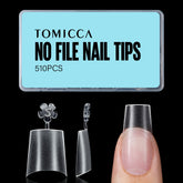 TOMICCA short coffin nail tips in a 510-piece pack for versatile at-home nail art.