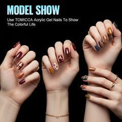 TOMICCA extra short square clear on nail swatch demonstrates quick DIY manicure base.