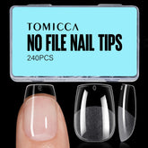 Uñas TOMICCA con forma ataúd extra corto de 240 piezas para bricolaje en casa.