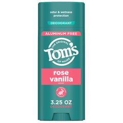 Tom's of Maine Rose Vanilla deodorant stick front view showing compact design for daily freshness