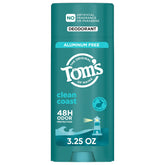 Tom's of Maine Clean Coast deodorant stick bottle for daily use and fresh scent