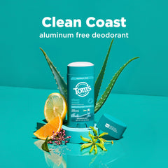 Closeup of Tom's of Maine Clean Coast deodorant stick for smooth glide and ready application