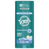 Tom's of Maine deodorant stick unscented packshot shows fragrance-free daily protection.