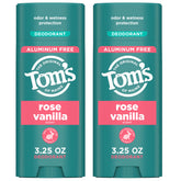 Tom’s of Maine Rose Vanilla desodorante sin aluminio, aplicación clara para todo el día.