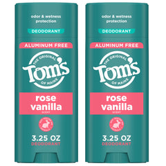 Tom’s of Maine Rose Vanilla desodorante sin aluminio, aplicación clara para todo el día.
