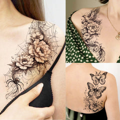 Tatuajes Toneoldshu con flores negras para un estilo elegante y duradero.