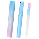 ToNewBe glass nail file in case, pink-blue, portable for on-the-go nail shaping.