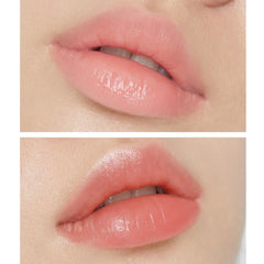 TONYMOLY Petit Bunny Lip Gloss Peach sheen on lips adds hydration and glossy color.