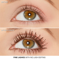 Too Faced Better Than Sex Mascara lashes length close-up for extended look.